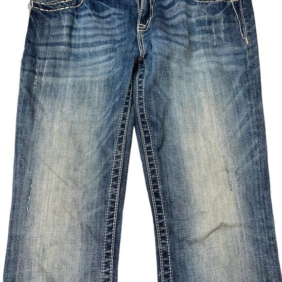 Miss Me Relaxed Bootcut Low Rise Jeans Y2K Bling Rhinestones Embellished 30 - Picture 5 of 9